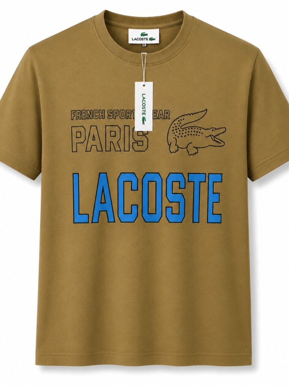 Lacoste Men’s Paris Logo Graphic T-Shirt Tan Brown NWT